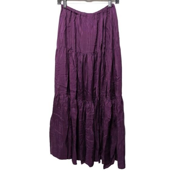 CP SHADES Purple Silk Tiered Maxi Skirt S - Picture 5 of 6